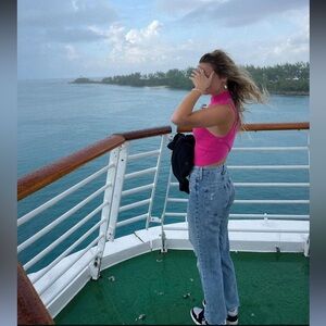 Lulu's Hot Pink Ribbed Knit Top